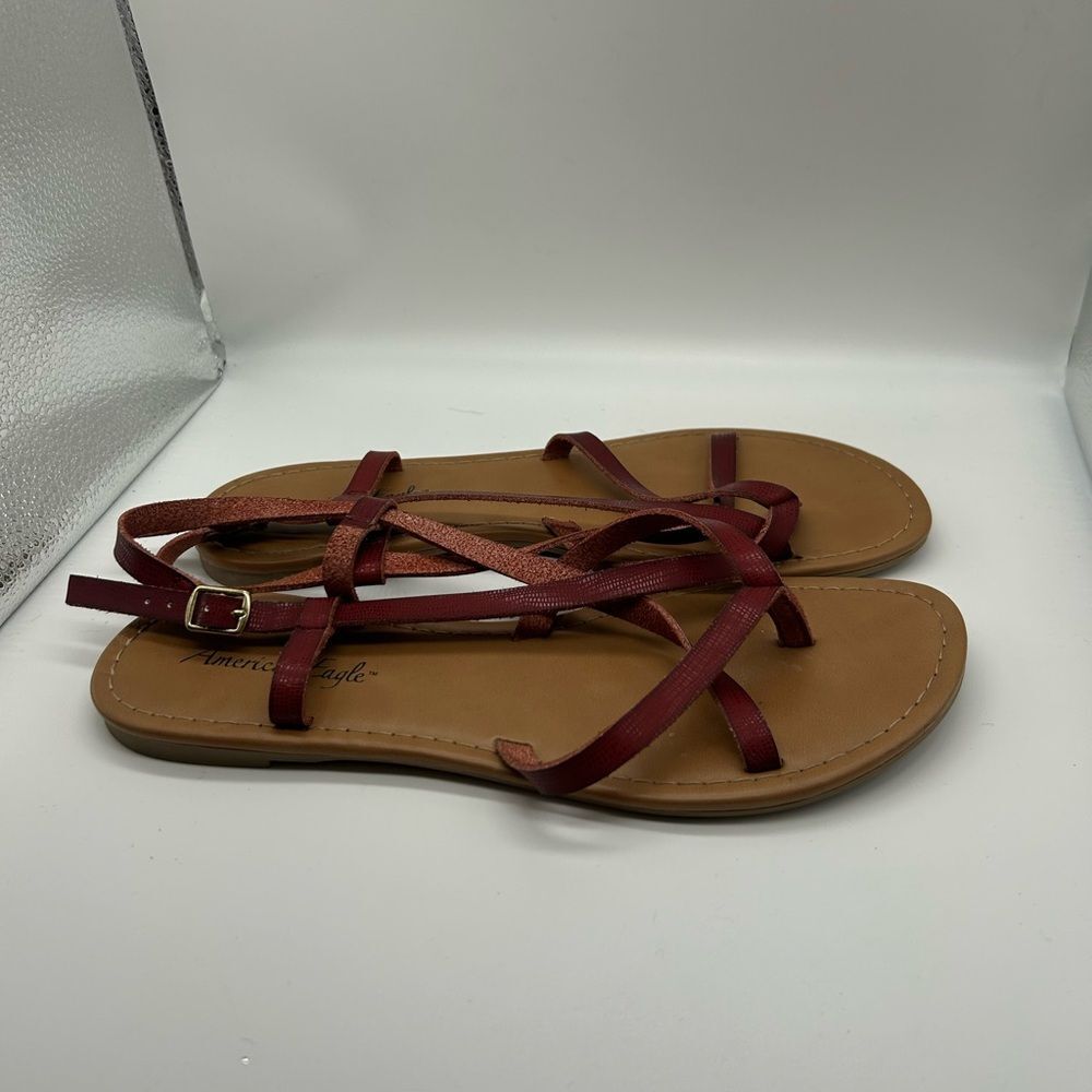 American Eagle Outfitters Women's Red Strappy Thong Sandals Size 9.5